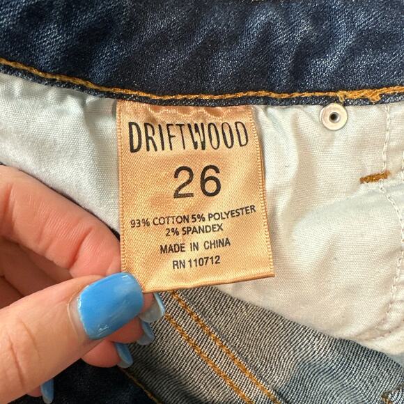 Driftwood Kelly Bootcut Jeans Embroidered Chevron Mid-Rise Flare Leg, Blue - Picture 9 of 11